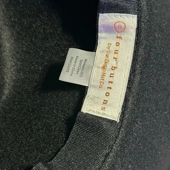 Four Button  Black Classic Solid Plain Felt Fedora Hat, - Picture 2 of 4